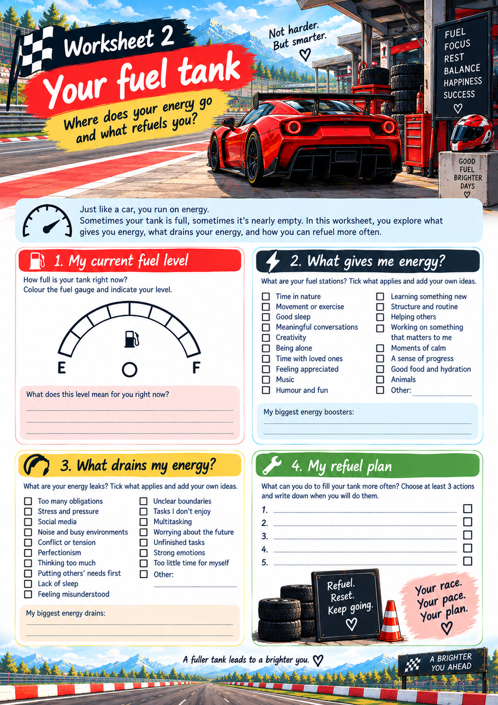 The Race Circuit Reset: a visual workbook for stress, energy & boundaries
